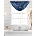 thumbnail image 4 of Waterfall Valances for Windows, Navy Blue Marble Kitchen Sheer Valance Curtains, Abstract Modern Golden Geometric Rod Pocket Elegant Swag Valances for Living Room Bedroom, 47.2"x38.5", 2 Panel, 4 of 8