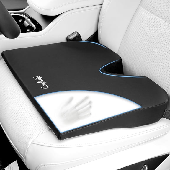 Car Seat Cushion–Premium Wedge 100% Polyurethane Foam Car Cushions for Driving–Auto Seat Cushion–Back & Sciatica Pain Relief for Long Drives–Comfort for Car Driver,Office, Truck Seat (Black)