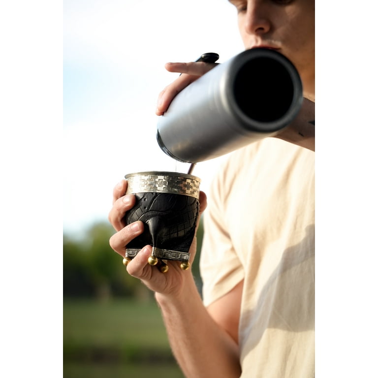 Yerba Mate Gourd with Stainless Steel Bombilla - Handmade Mate Cup