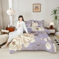 thumbnail image 5 of Manfei Country Flower Floral Queen Comforter Set,Rustic Farmhouse Cabin Bedding Sets,Beige Purple Brown Bedding Comforter Set For Girls,Luxury Bedroom Decor Reversible,3-Piece, 5 of 9