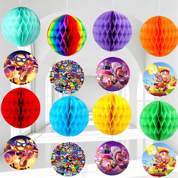 Party Decorations Brawl Birthday Stars Hanging Decor Honeycomb Swirls Lanterns Pompoms Supplies Fans
