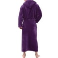 thumbnail image 3 of Capreze Men Dressing Gown Solid Color Wrap Robe Long Sleeve Bath Robes Fluffy Towelling Hooded Nightwear Purple M, 3 of 7