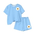 thumbnail image 7 of Babcutegg Girls Summer Printed Two-Piece Outfit – Short Sleeve Round Neck Top with Elastic Waist Shorts for Casual and Playful Everyday Wear Blue Size 7-8, 7 of 7
