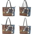 thumbnail image 3 of ZUXONGSY Zipper Pug Print Large Capacity Shopping Tote for Women Waterproof Handbag and Wallet Set for Shopping Work, 3 of 4