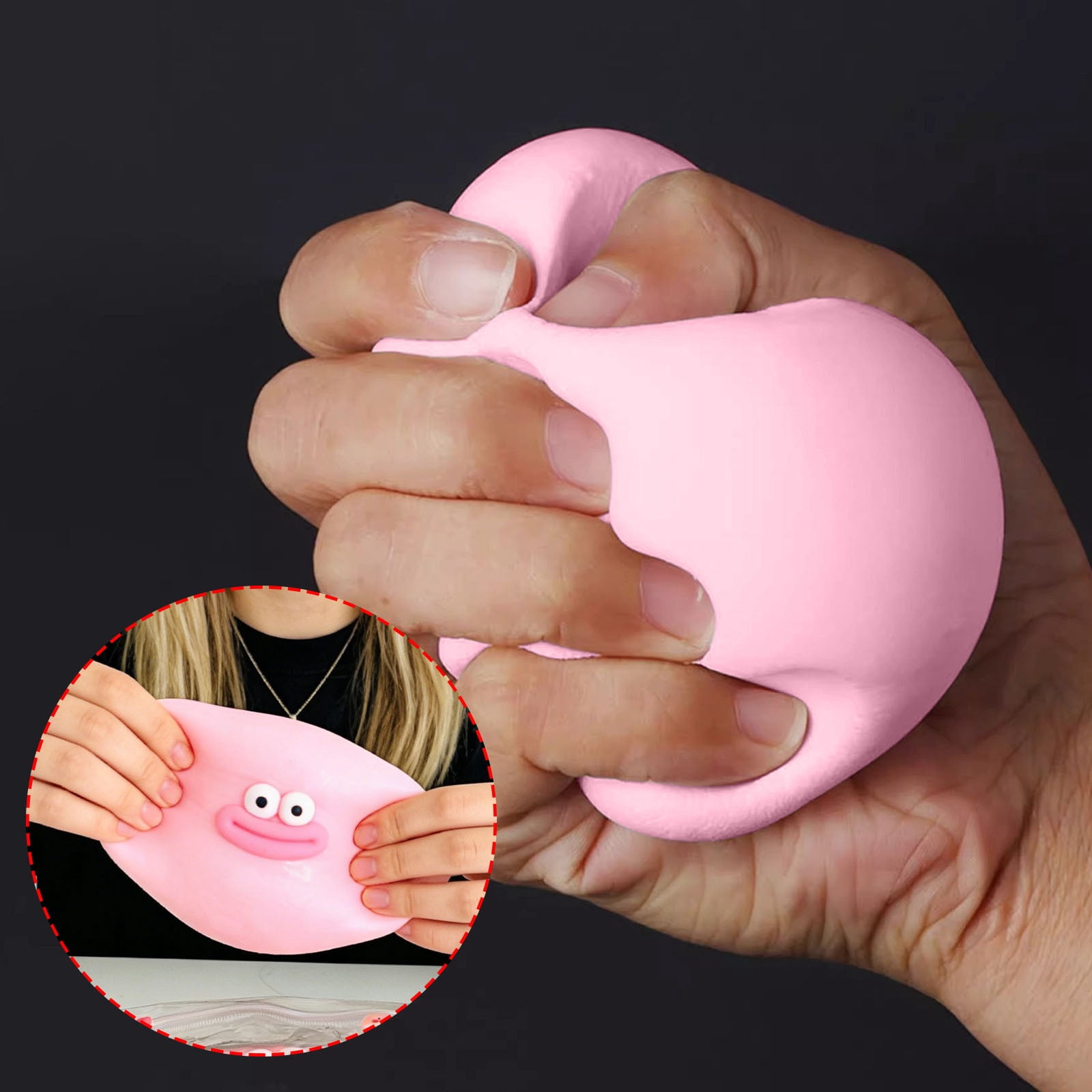 Cute Squeeze Fidget Toys for Teens & Adults, Giant Stress Ball with Big Eyes & Sausage Lips, Funny Prank Gifts, Party Supplies, Game Prizes