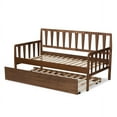 thumbnail image 6 of Baxton Studio Midori Modern and Contemporary Transitional Walnut Brown Finished Wood Twin Size Daybed with Roll-Out, 6 of 7