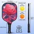 thumbnail image 4 of Pickleball Paddles Set Of 2, Fiberglass Surface, Rose, Floral Print, 4 Balls & Bag, 4 of 5