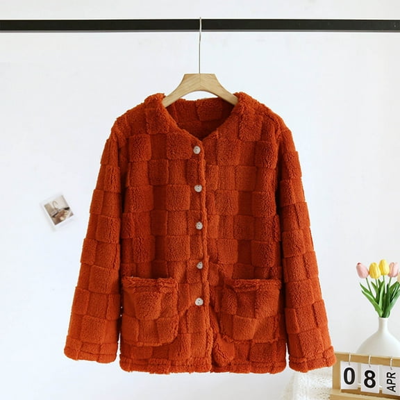 Goodtrade8 Jackets for Women Button Fleece Casual Solid Color Pocket Long Sleeve Womens Tops