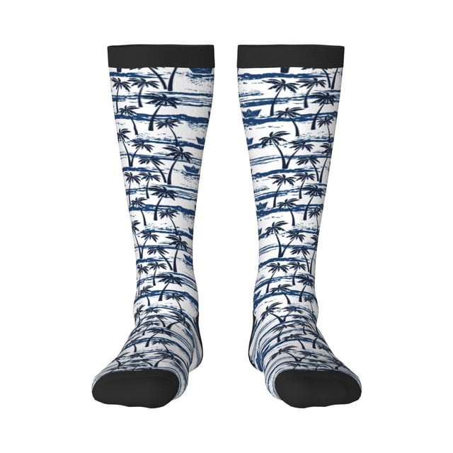 Fotbe Palm Tree Calcetas Divertidas Estampadas para Hombre y Mujer, Calcetas de Algodón hasta la Rodilla para Caminar, Correr, Enfermería y Embarazo
