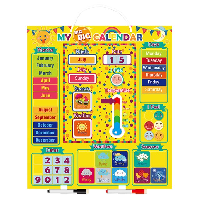 Bangcool Magnetic Calendar Set Creative Preschool Learning Toy Classroom Calendar for Kid
