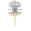 98th Birthday / Anniversary Novelty Burlap Cupcake Decoration Picks -12pack