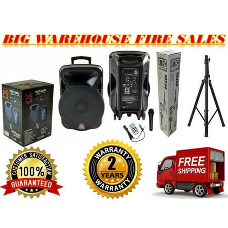 Mr. Dj USA 15  4000W Bluetooth DSP FM Radio USB Portable PA DJ Speaker & PA Stand price history on PriceWatchPro