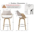 thumbnail image 5 of Guyou 26" Swivel Counter Stools Set of 2, Modern Barrel Chenille Kitchen Island Stools, Farmhouse Solid Wood Counter Height Barstools, Bar Height Island Chairs with Back and Wood Frame, Beige, 5 of 8