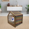 thumbnail image 3 of Geometric Pet House, Prehistoric Abstract Folk Dots Forming Diamond Forms Pattern, Outdoor & Indoor Portable Dog Kennel with Pillow and Cover, 5 Sizes, Multicolor, by Ambesonne, 3 of 5