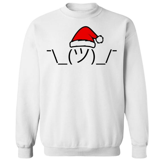Haywood & Main Christmas Shrug Graphic White Men's Cotton Pullover Sweatshirt