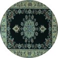 thumbnail image 1 of Ahgly Company Indoor Round Medallion Light Blue Traditional Area Rugs, 7' Round, 1 of 4