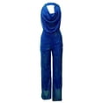 thumbnail image 4 of Jumpsuit Sleeveless Sequin Rompers For Women,Blue Sleeveless Halter Sequin Rompers 2XL, 4 of 5
