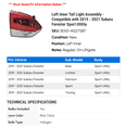 thumbnail image 2 of Left Inner Tail Light Assembly - Compatible with 2019 - 2021 Subaru Forester Sport Utility 2020, 2 of 2