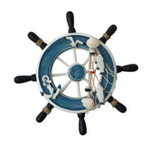 Hemoton 23cm Nautical Mediterranean Style Nordic Wooden Boat Steering Wheel Fishing Net Home Wall Decor (Fish)