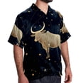 thumbnail image 2 of Taurus Constellation Men's Hawaiian Short Sleeve Printed Button Down Poplin Casual Summer Beach Shirt, Unisex, 2 of 6