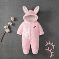 thumbnail image 5 of Baby Winter Fleece Jumpsuit Girls Long Sleeve Onesie Pajamas Button Down Plush Cute Romper Newborn Essentails, Pink, 3-9 Months, 5 of 5