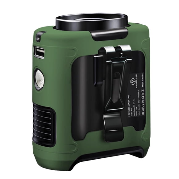 CAZOKASI - Ventilador portátil con clip de cintura de 10000 mAh, ventilador portátil para el cuerpo, potente ventilador para enfriar y prevenir golpes de calor de hasta 40 horas (verde)