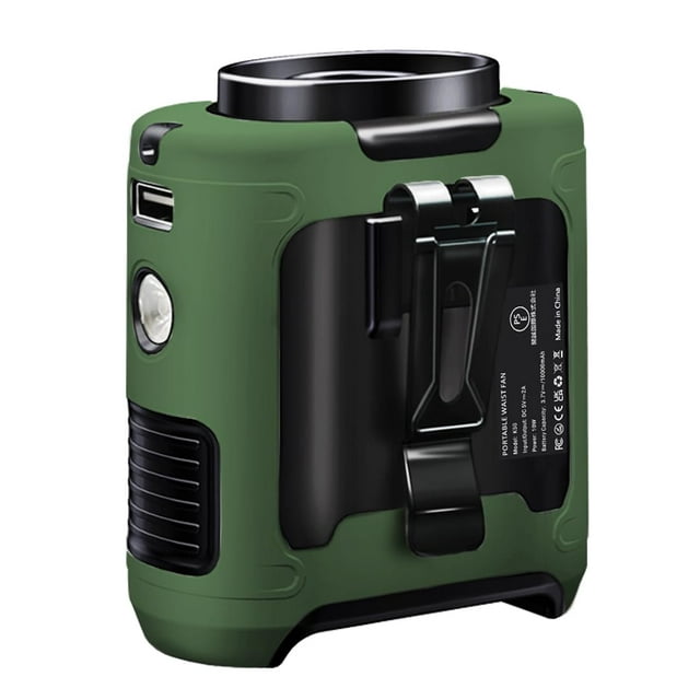 CAZOKASI - Ventilador portátil con clip de cintura de 10000 mAh, ventilador portátil para el cuerpo, potente ventilador para enfriar y prevenir golpes de calor de hasta 40 horas (verde)