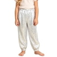 thumbnail image 4 of Ltctricy Toddler Girls Boys Sequin Pants Kids Sparkly Dance Pants Elastic Waisted Jogger Pants Fall Clothes(Silver,9-10 Years), 4 of 5