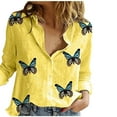 thumbnail image 1 of Pompotops Chemisiers et Chemises pour Femmes, Mode Décontractée Printemps Été, Imprimé Floral, Manches Longues, Col en V, Liquidation, 1 of 6