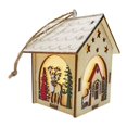 thumbnail image 2 of Mini casa de madera con luces LED, figuritas de Navidad de escritorio para fiesta temática, vacaciones, alces Macarena Casa de miniaturas, 2 of 8