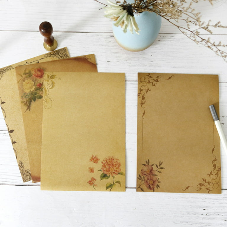 A5 Letter Paper Stationery Paper Vintage Design Double Sided for Letter Writing, Size: Style 7