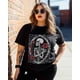 thumbnail image 4 of Camiseta de mujer con estampado retro de calavera, esqueleto y rosas, camisetas de manga corta con cuello redondo para mujer, talla M, 4 of 7