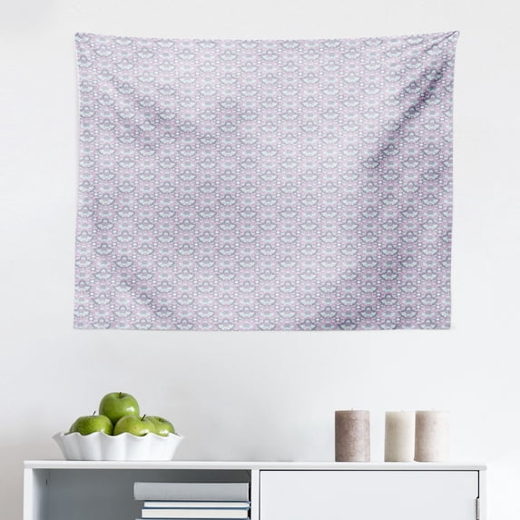 Geometric Tapestry, Monochrome Pattern with Abstract Style Nested Symmetric Rhombuses, Fabric Wall Hanging Decor for Bedroom Living Room Dorm, 2 Sizes, Seafoam and White, by Ambesonne