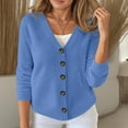 thumbnail image 3 of Lixiuxyad Womens Cardigans Fall Winter Cardigan Button Down Sweater Casual Comfortable Commute Solid Color Top,Blue, 3 of 6