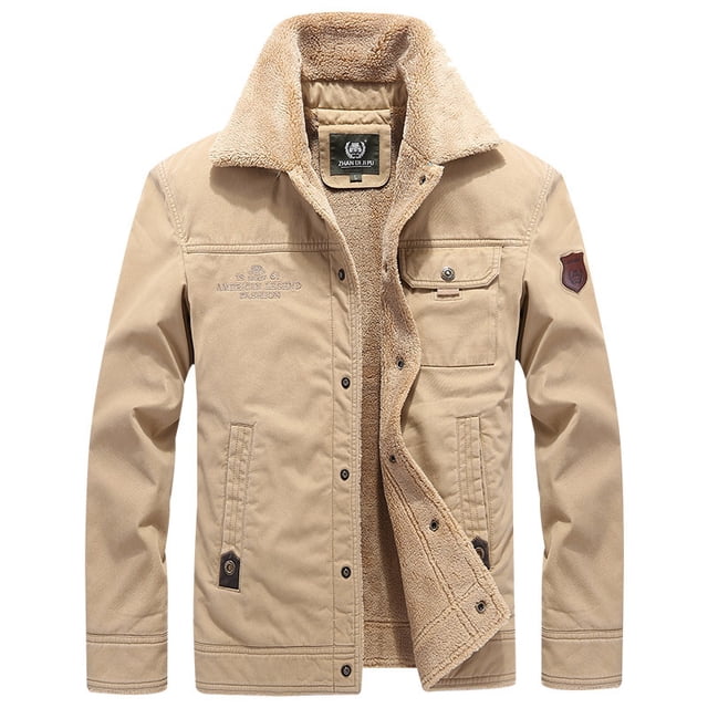 Chaqueta de algodón de invierno para hombre, chaqueta cálida con cuello grueso y forro de lana para mediana edad y jóvenes, chaqueta de algodón grande y suelta