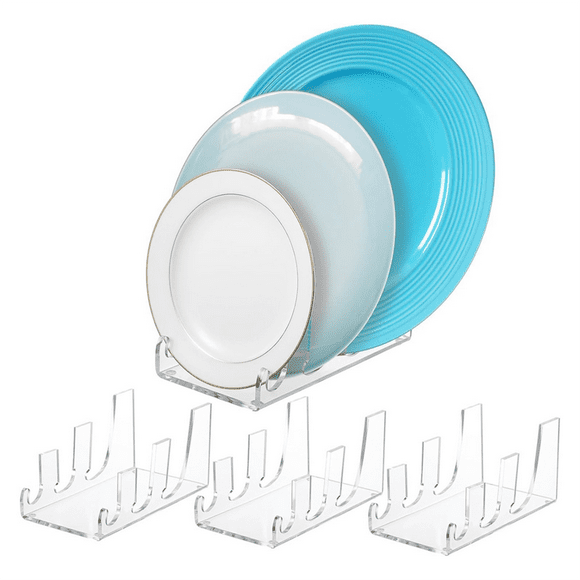 4 Pcs Plate Dinnerware Display Stand Acrylic Clear Plate Stand China Platters Plate Holder Setting Plate Racks