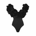 thumbnail image 2 of Swim Dress Women, Womens Bathing Suits, Ladies Swimsuits, One Piece Swimsuit Women, Women'S Floral Appliques Off Shoulder Bodysuit Swimwear Short Sleeve Dressy Swimdress, Black L, 2 of 4
