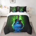 thumbnail image 2 of Homewish Music Instrument Pattern 7pcs Bedding Comforter Set,Electric Guitar Queen Bedding Sets,Green Blue Black Queen Sheet Sets For Teens,Luxury Bedroom Decor, 2 of 8