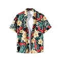 thumbnail image 2 of IFNWSV Womens Tops Dressy Casual Short Sleeve Hawaiian Print Button Up Lapel Collar Vacation Beach Polyester Blouse Multicolor L, 2 of 5