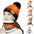 thumbnail image 3 of ZOELNIC Unisex Winter Heated Beanie Hat Scarf Set, USB Winter Charging Thermal Hats Cap for Outdoor Warm Gift for Men Women, White, 3 of 9