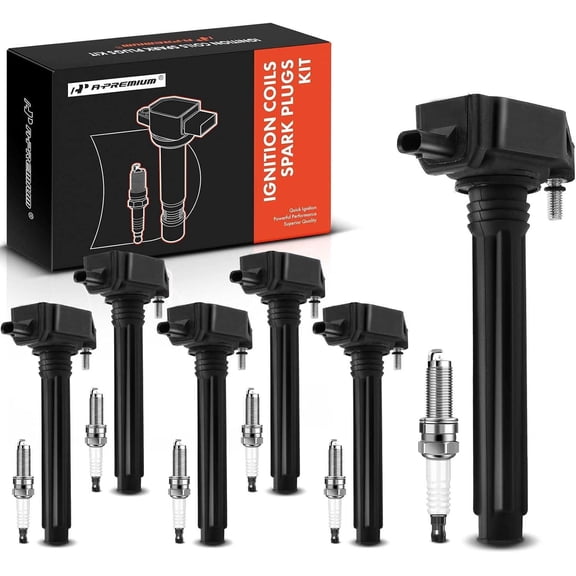 A-Premium Set of 6 (Black) Ignition Coil Pack and Iridium Spark Plugs Compatible with Jeep Grand Cherokee 2011-2015, Wrangler 2012-2017 & Dodge Grand Caravan 2011-2020, V6 3.6L
