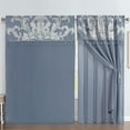 thumbnail image 2 of Chezmoi Collection Royal 4-Piece Jacquard Floral Window Curtain Set, Grayish Blue/Gray, 2 of 7