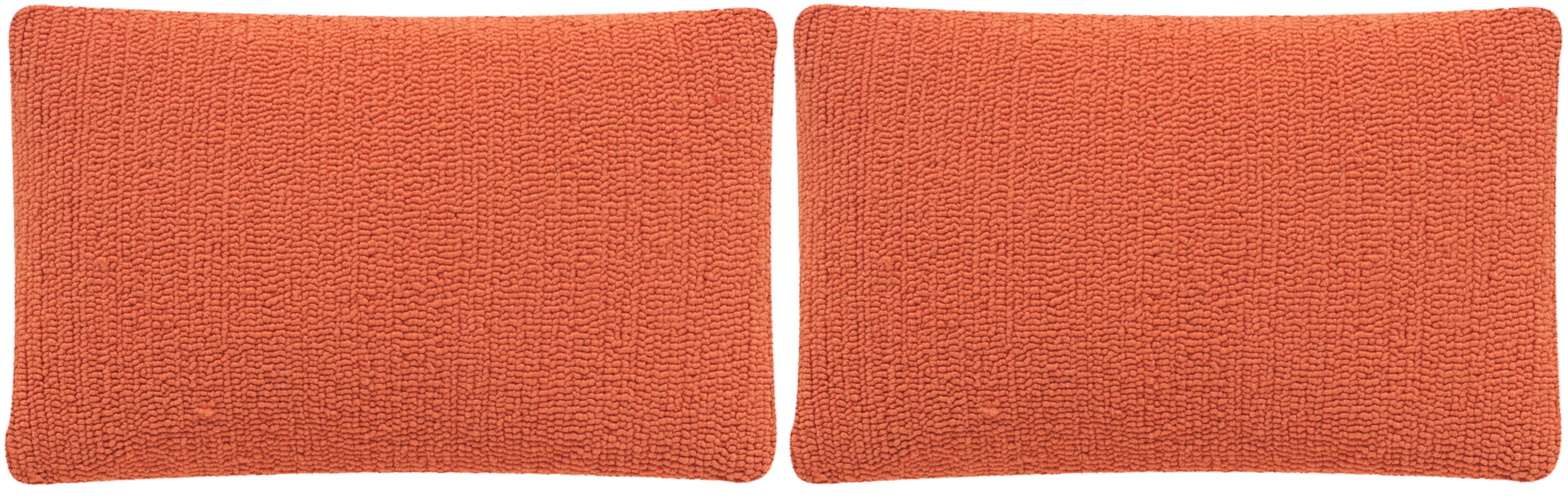 SAFAVIEH Soleil Solid 12" x 20" Indoor/Outdoor Pillow, Tropical Orange, Set of 2