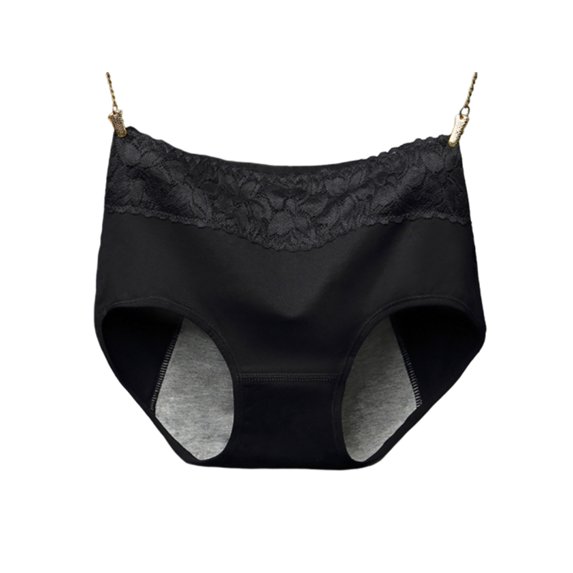 Ochine Women Cotton Ultra-Soft Comfy Mid Rise Lace Seamless Period Panties Maternity Postpartum Underwear Briefs with Panty Liner for Girls, M-XL