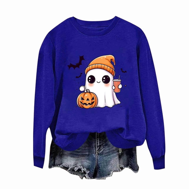 Ailaofu Womens Halloween Crewneck Sweatshirt Cute Long Sleeve Graphic Pullover Tops Fall Fashion Clothes