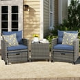 thumbnail image 2 of Sobaniilo 5 Piece Patio Furniture Set,Outdoor PE Wicker Patio Chair Two with Ottoman Underneath, Wicker Lounge Chair with Side Table, Dark Blue, 2 of 8