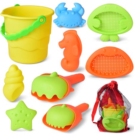 Fun Little Toys 10Pcs Beach Sand Toys Set for Kids 3-10  Outdoor Beach Toy for Boys and Girls Toddler