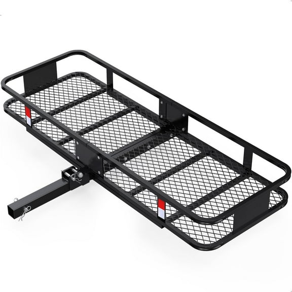 60" x 20" x 6" Folding Cargo Carrier Hitch Mount, 500lbs Capacity Hitch Rack with Antirust Coating for 2-Inch Receiver - Ideal for SUV, Car, Truck, Camping & Trips