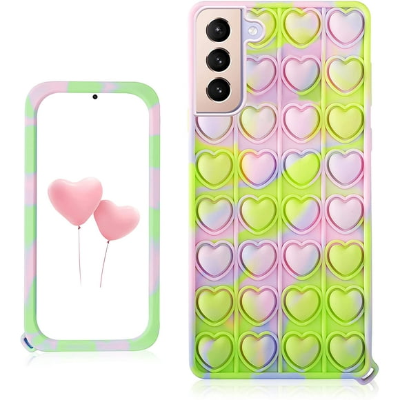 Green Heart for Samsung Galaxy S21 Case Silicone Case\u2002Design Cartoon Funny Cute Unique Fidget Aesthetic Pretty Cool Kawaii Fun Cover Cases for Boys Girls Youth(for Samsung Galaxy S21)