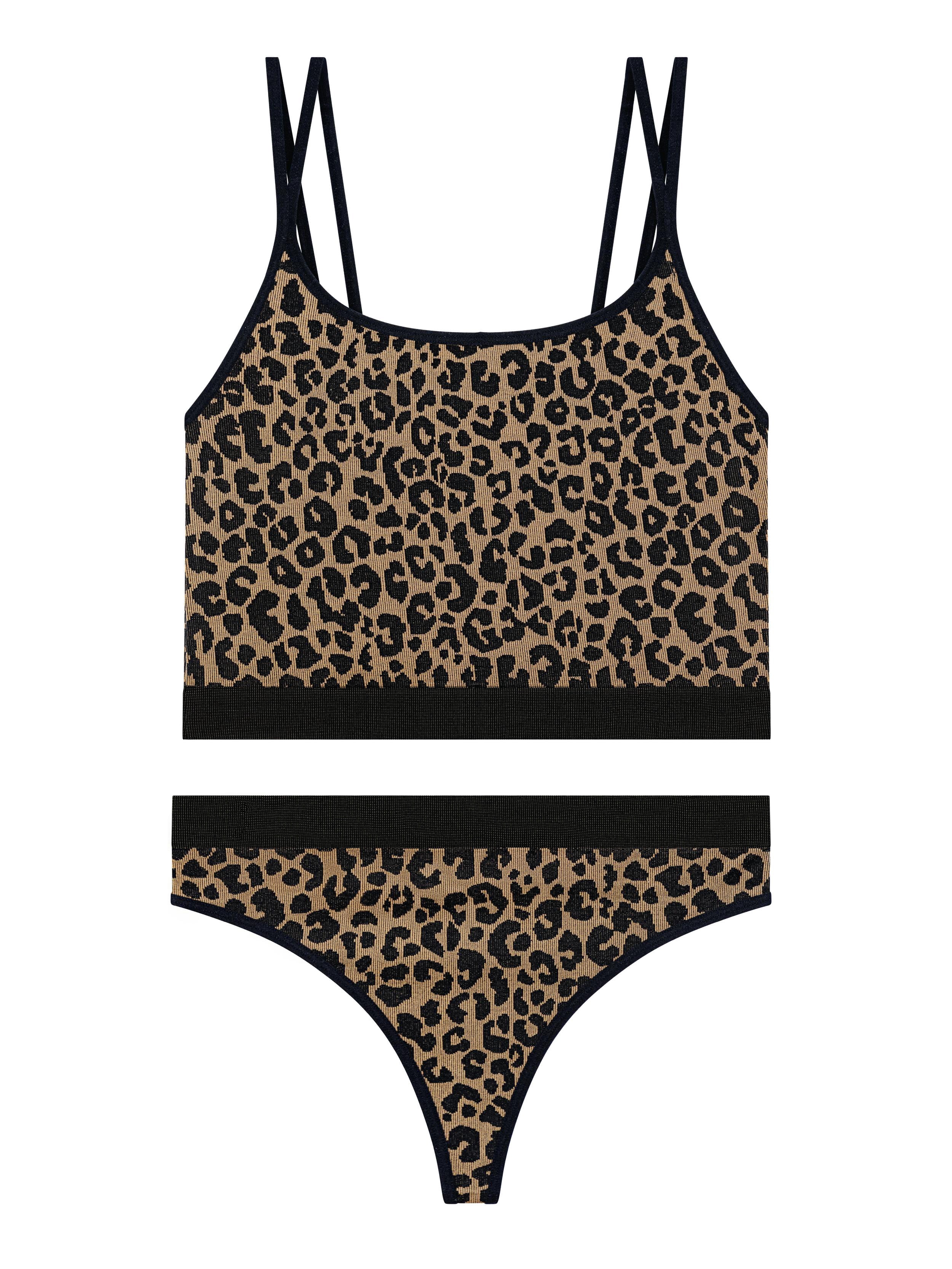 No Boundaries Seamless Cami Bra and Thong Panties Set, 2 Piece, Women's XS-XXXL